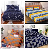 Indian-made, geometric-patterned Polycotton superfine king-size double bedsheets & pillow covers set - ideal for AC rooms
